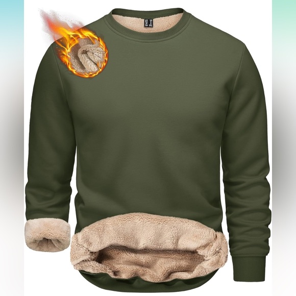 BUNDLE- TACVASEN Men's Crewneck Sweatshirt Warm Sherpa Lined Sweatshirts - Picture 3 of 7